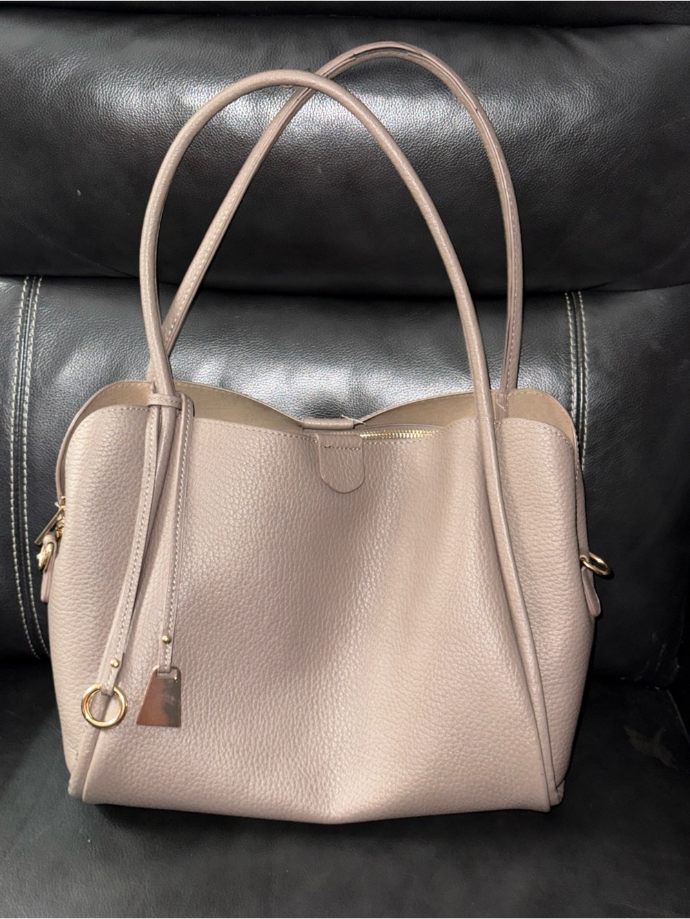 Mellow world Taupe vegan Leather Tote Shoulder Bag